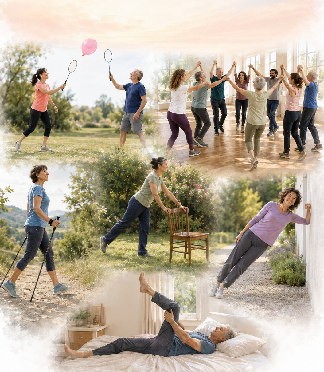 Activités Soft-Sport : jeu, ronde, marche, aide à l’équilibre et appui allégé